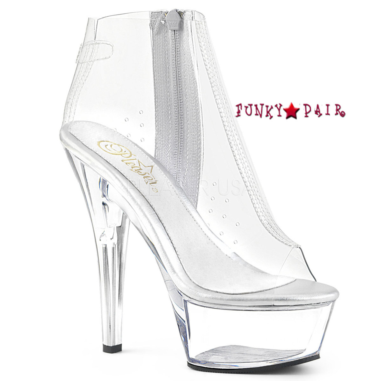 6 Inch Stripper Clear Ankle Boots