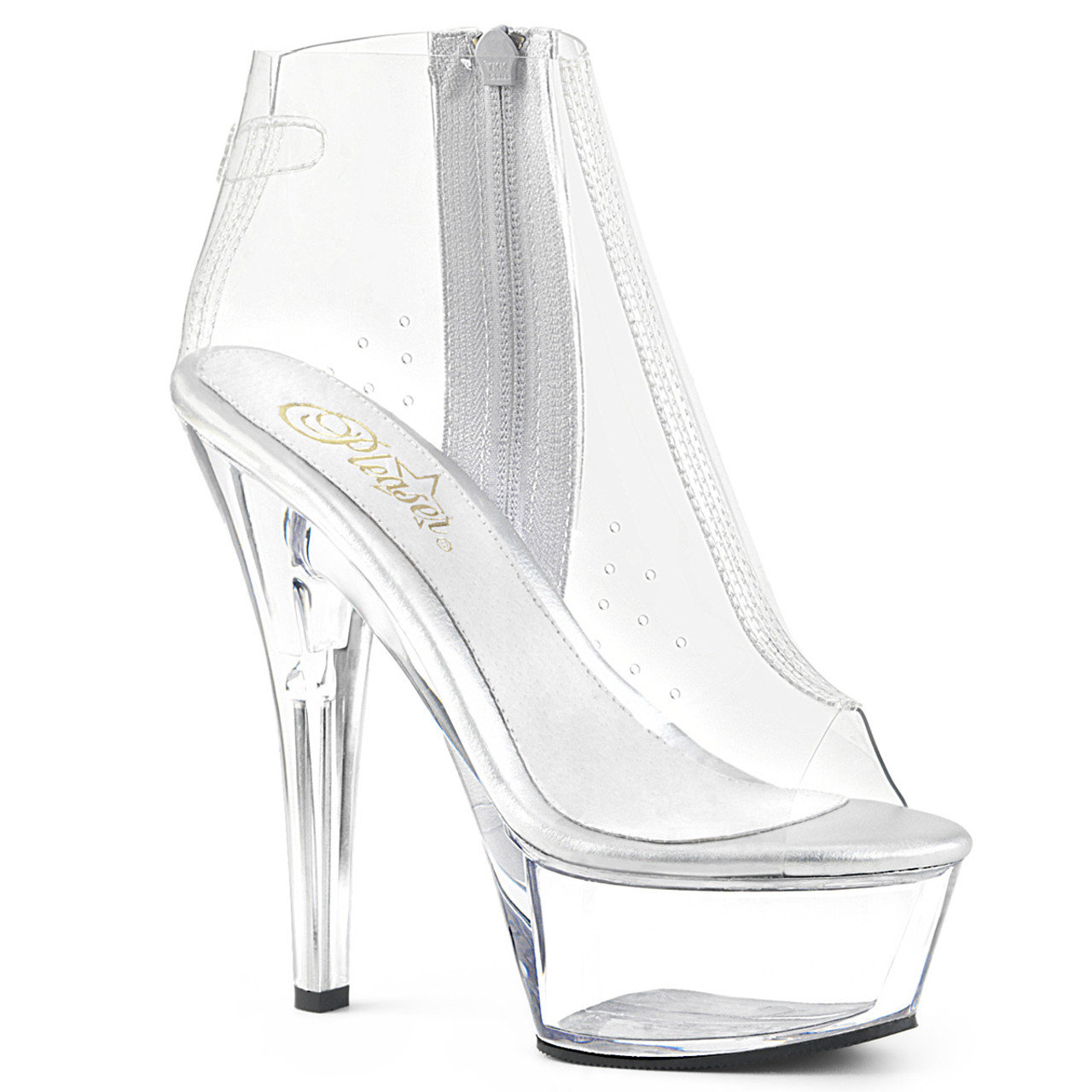 6 Inch Stripper Clear Ankle Boots