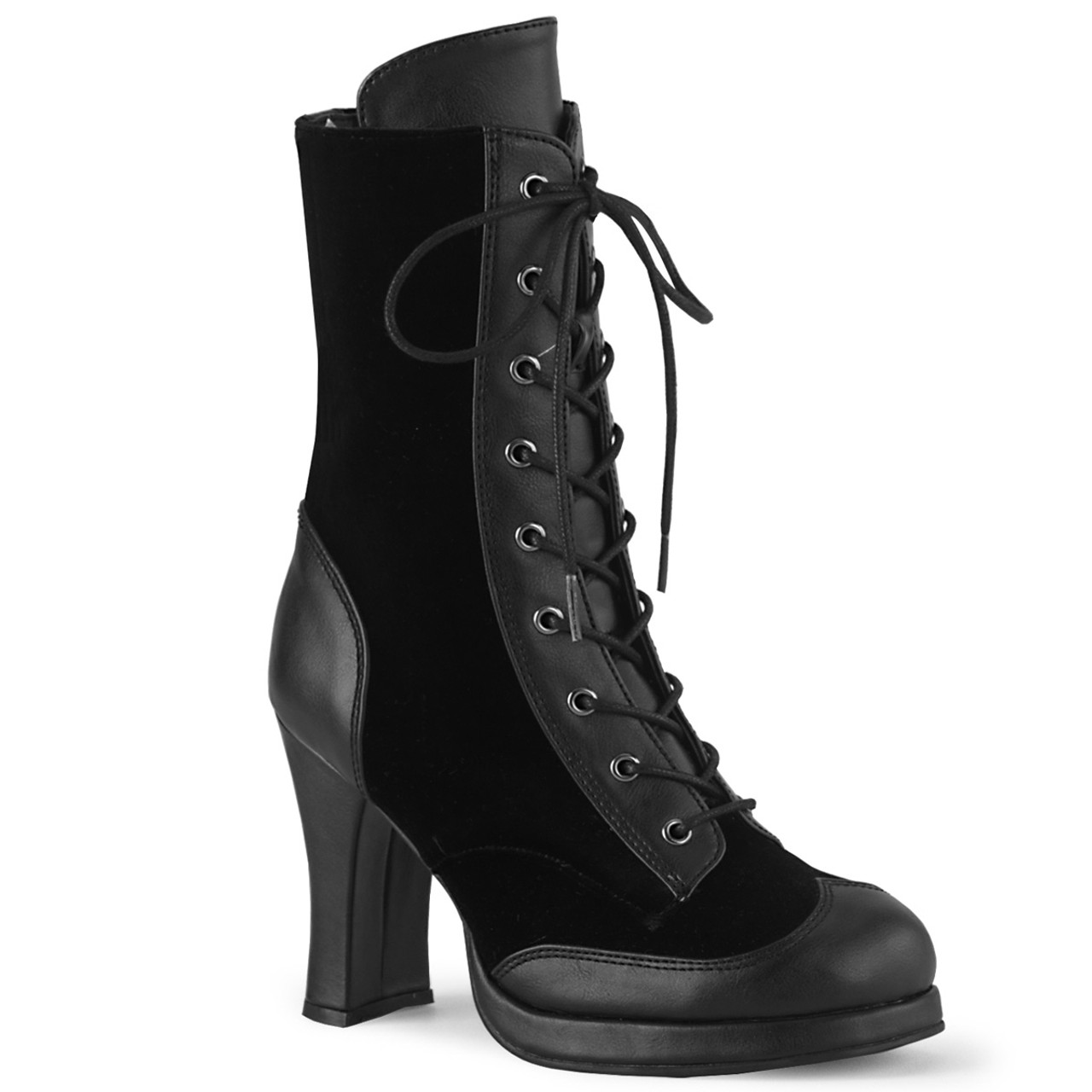 mid calf lace up boots with heel