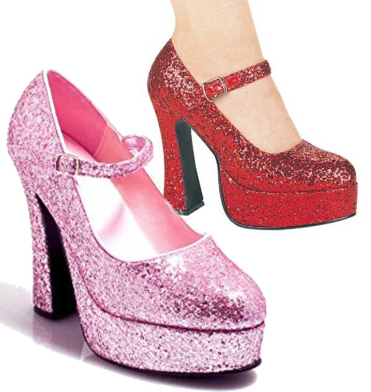 red glitter mary jane shoes