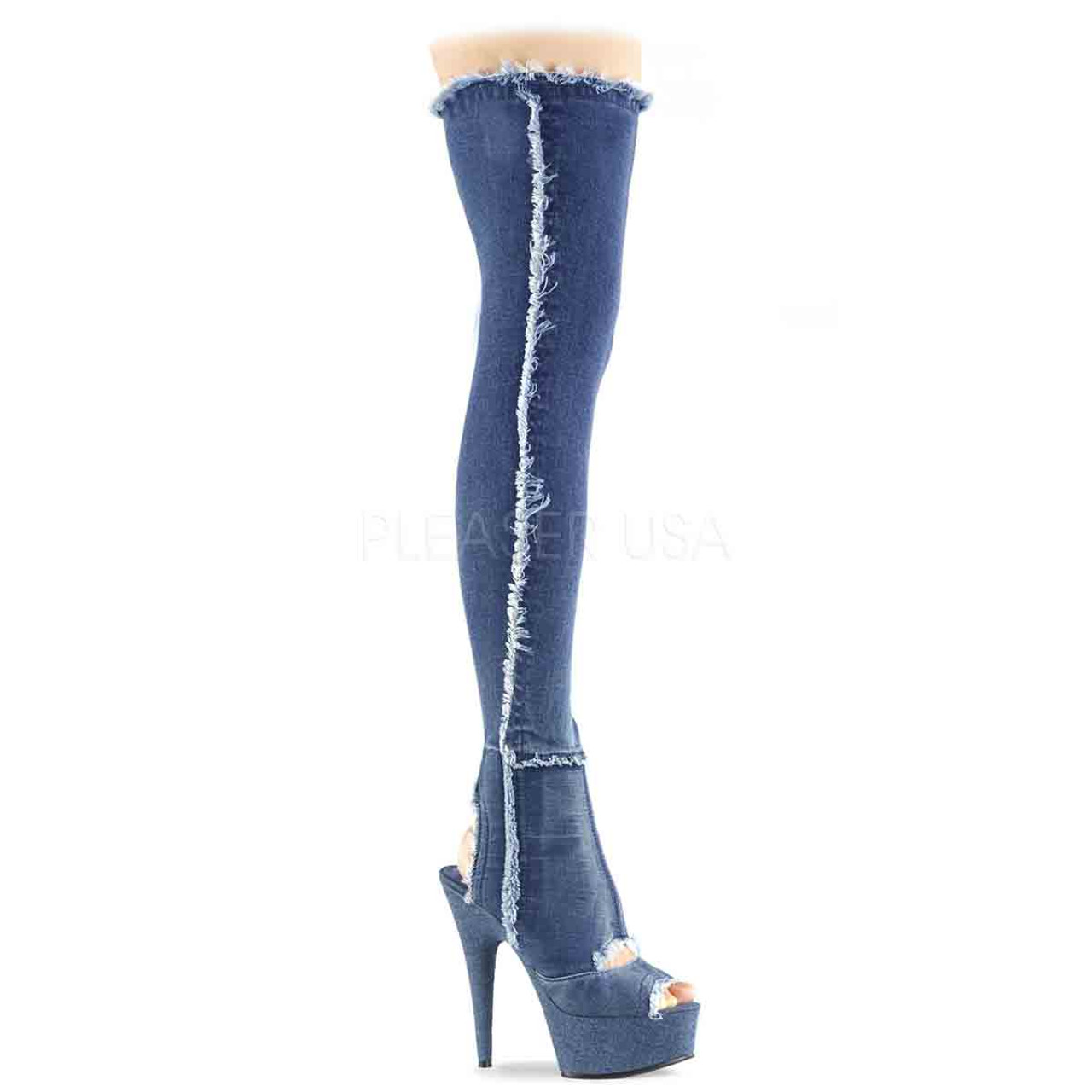 denim heel boots