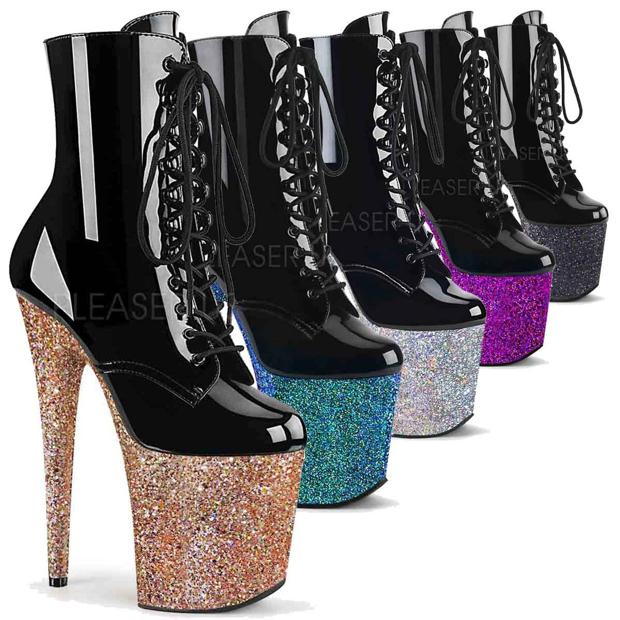 pleaser black ankle boots