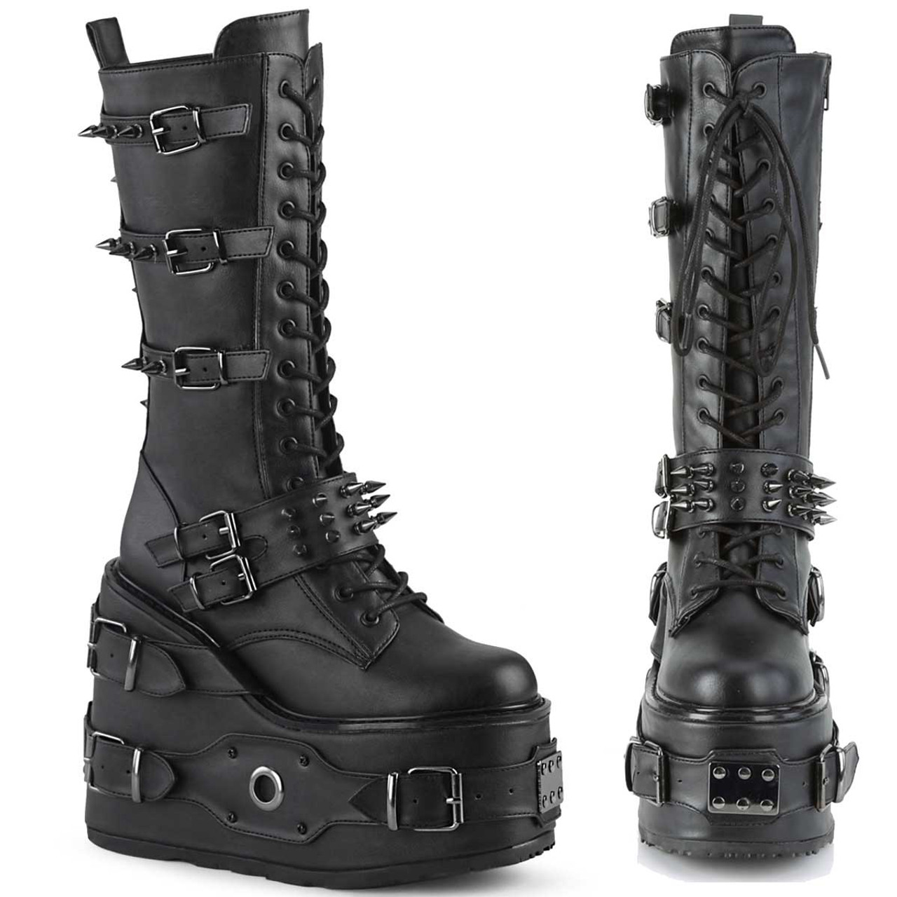 demonia buckle platform boots