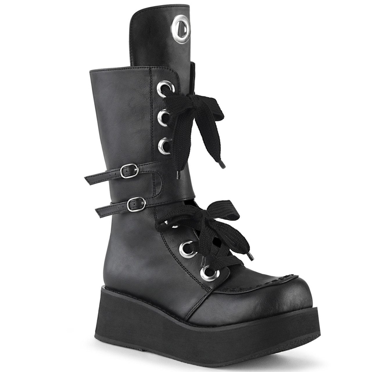 demonia buckle platform boots