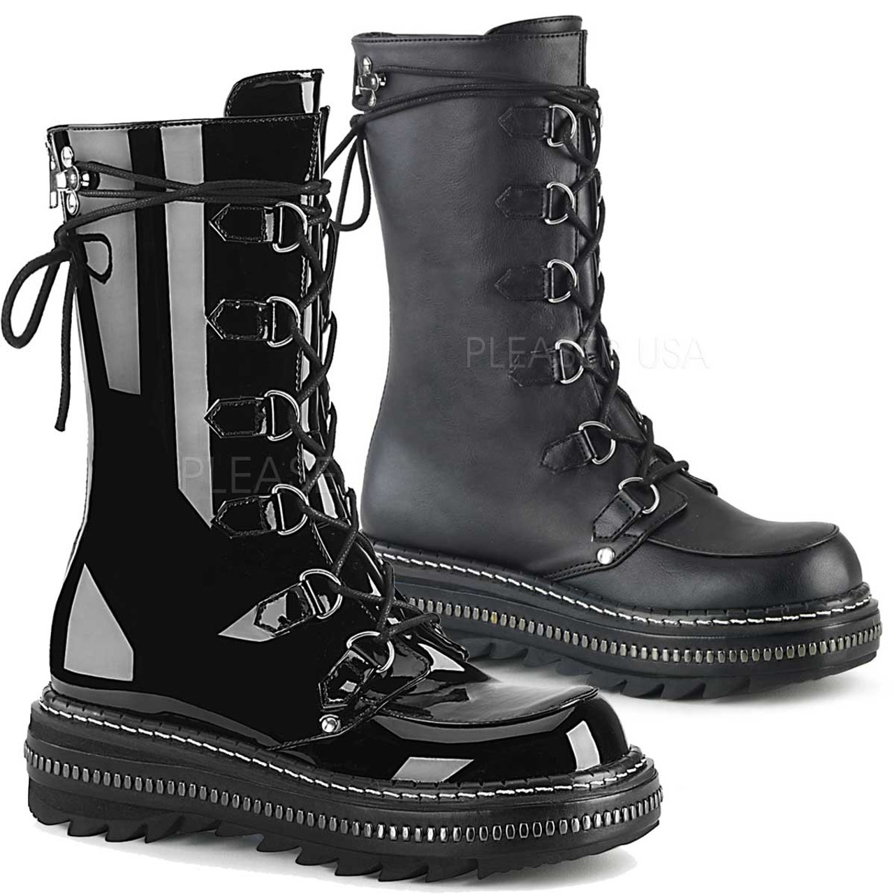 womens black lace up mid calf boots