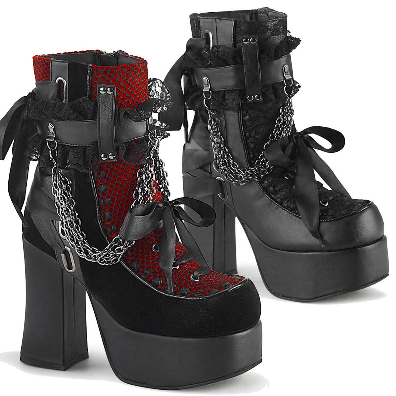 Chunky Heel Punk Boots with Chains