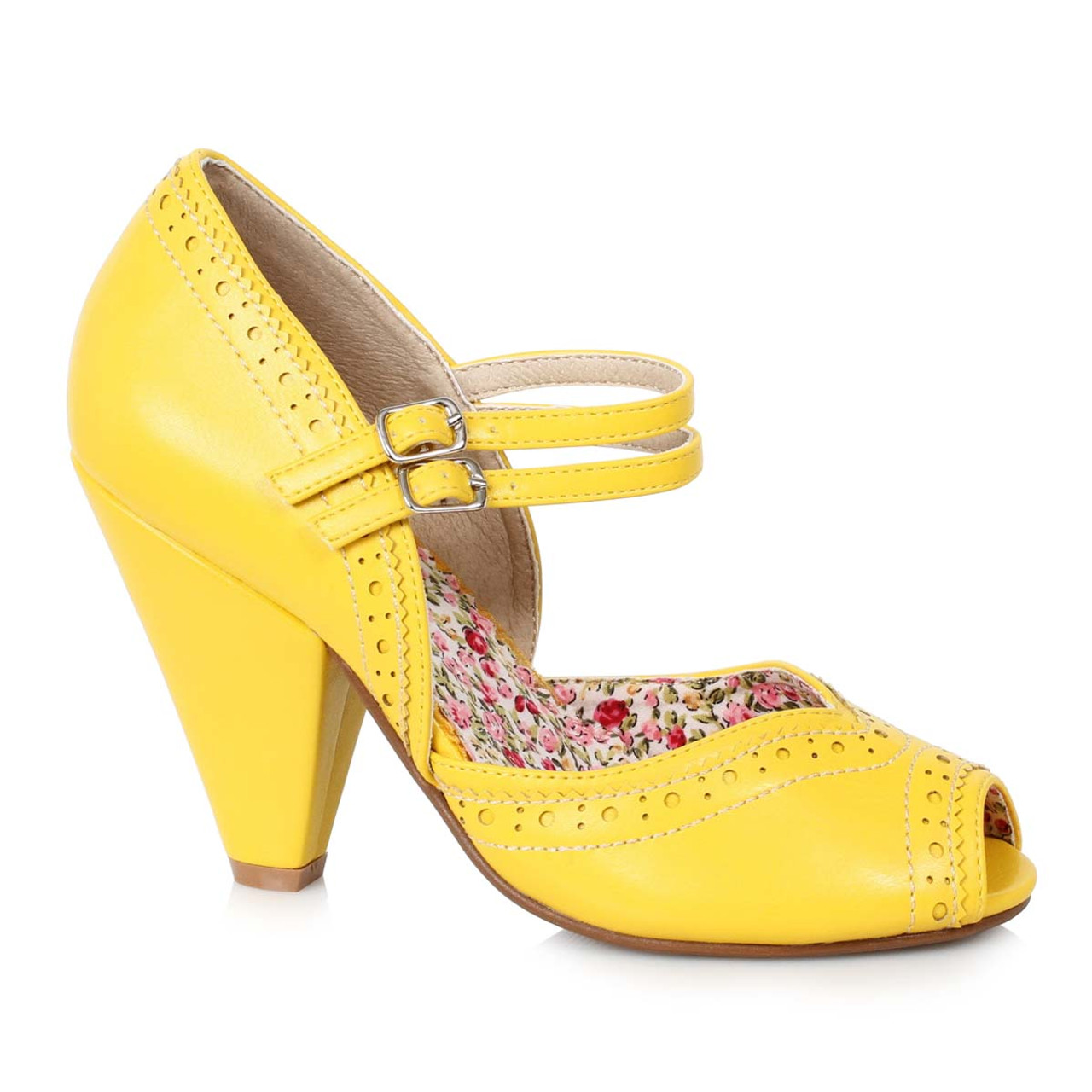 chunky yellow heels