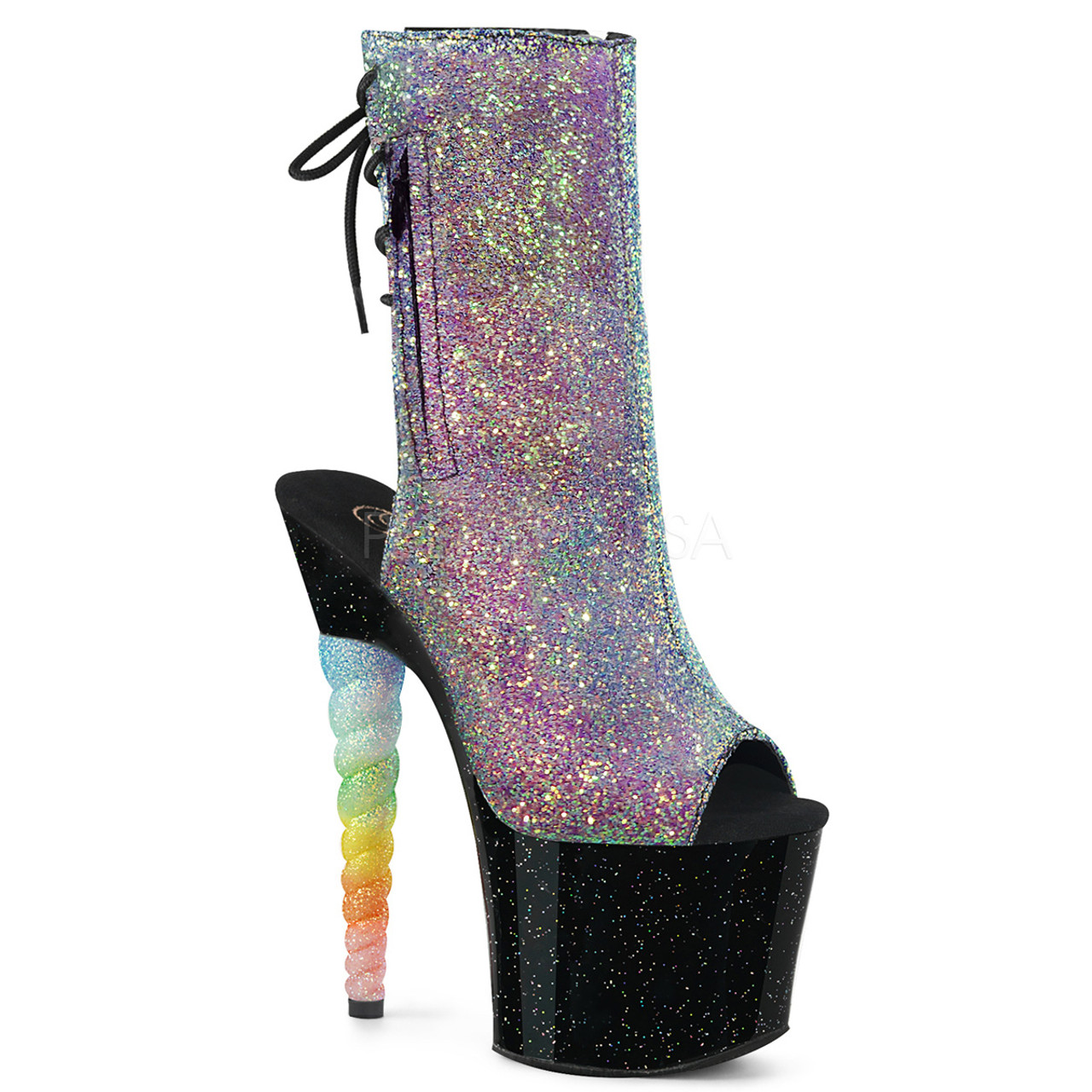 Pleaser Unicorn 1018g 7 Inch Unicorn Heel Ankle Boots