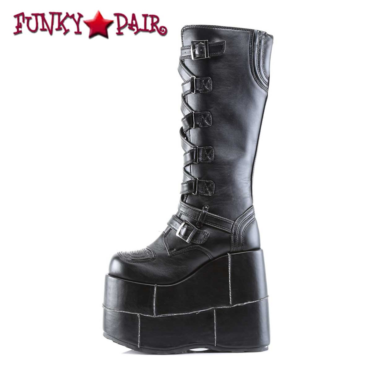 STACK-308 Men's Goth Cyber Punk Knee Boots