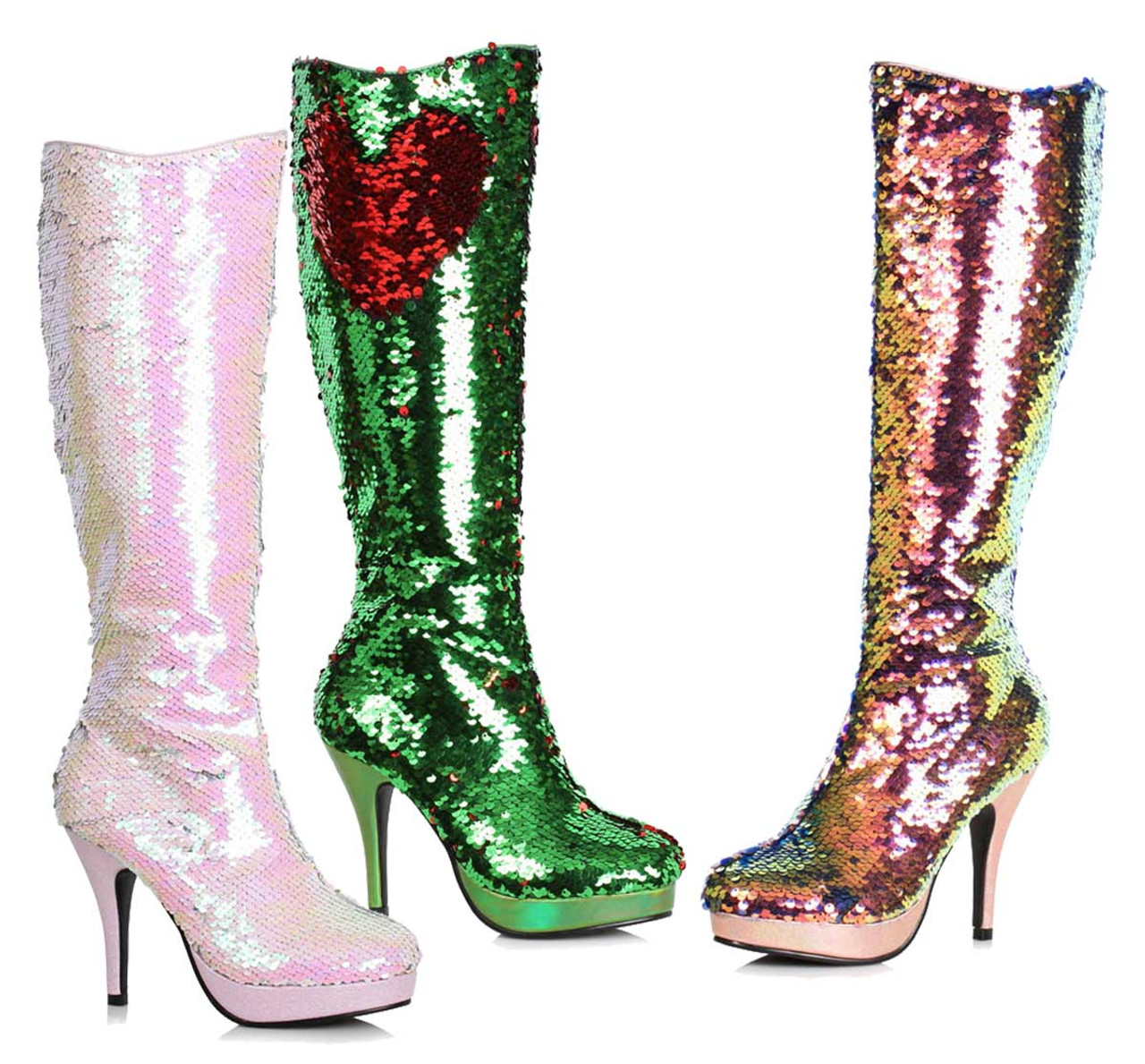 sequin knee high boots