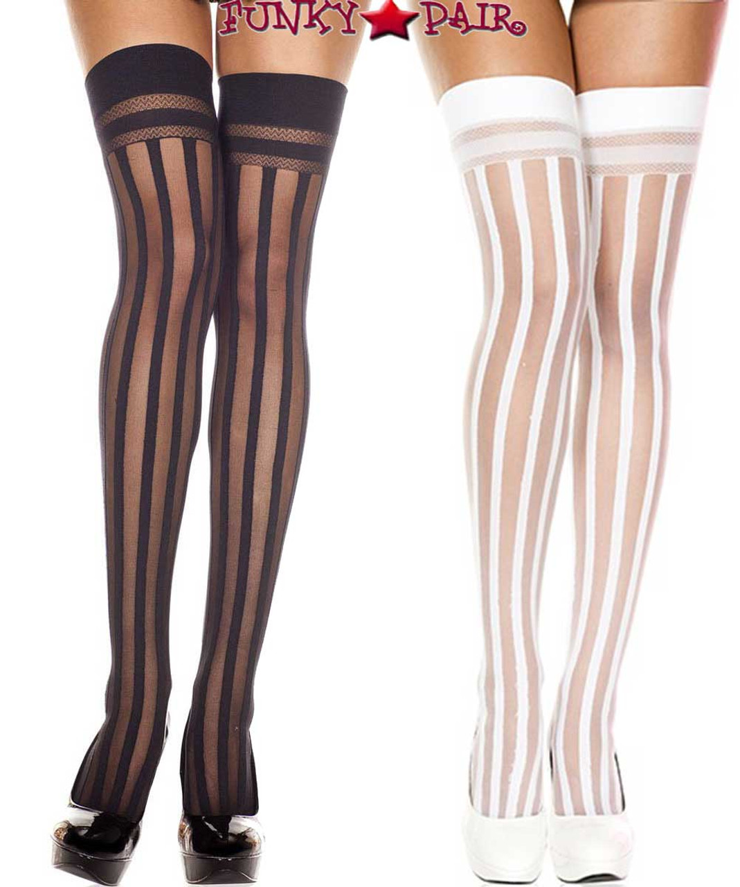 striped thigh high boots