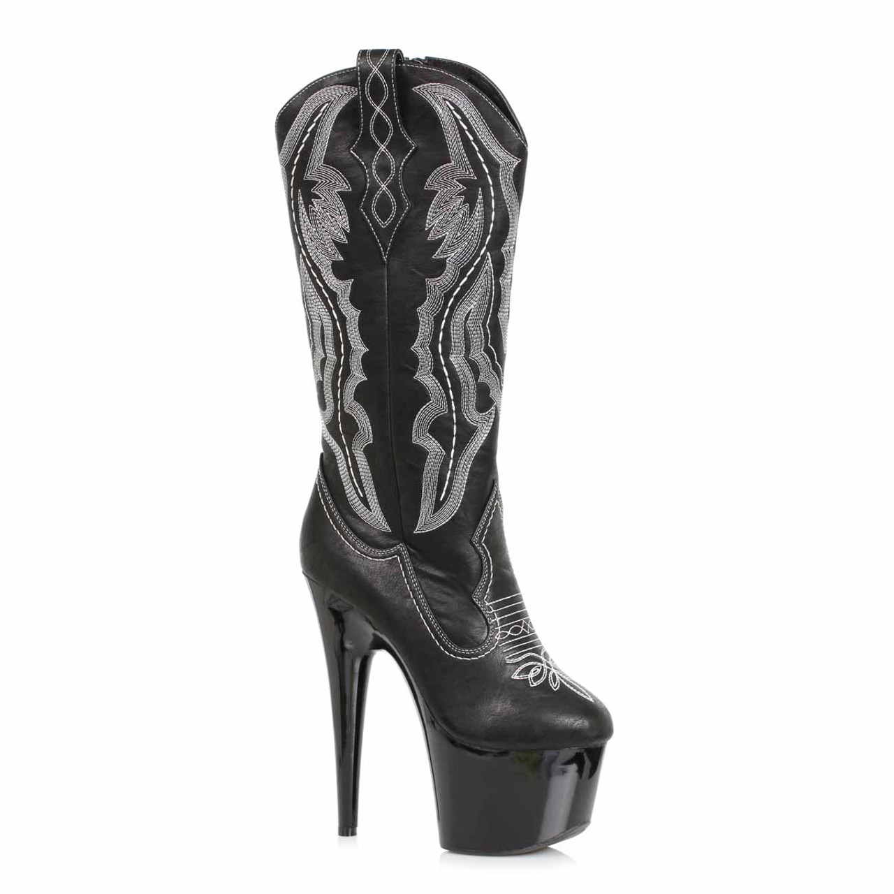 black high heel cowgirl boots