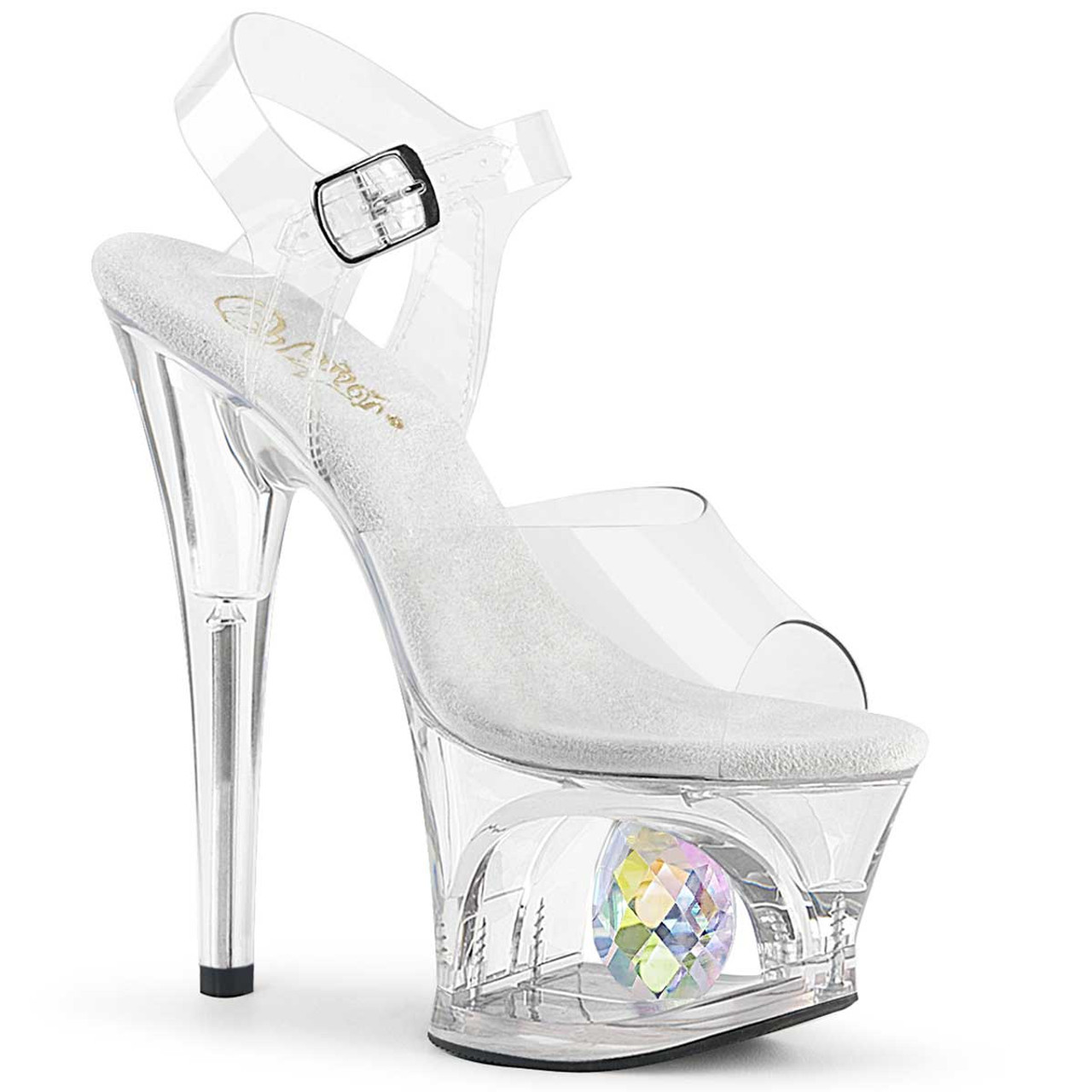 Pleaser Moon 708DIA Platform Sandal with Crystal Glass Diamond