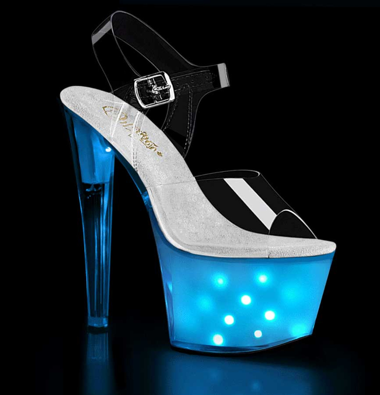 Chic Light up High Heel LED Transparent Platform High Heel Ankle Strap  Sandals | eBay