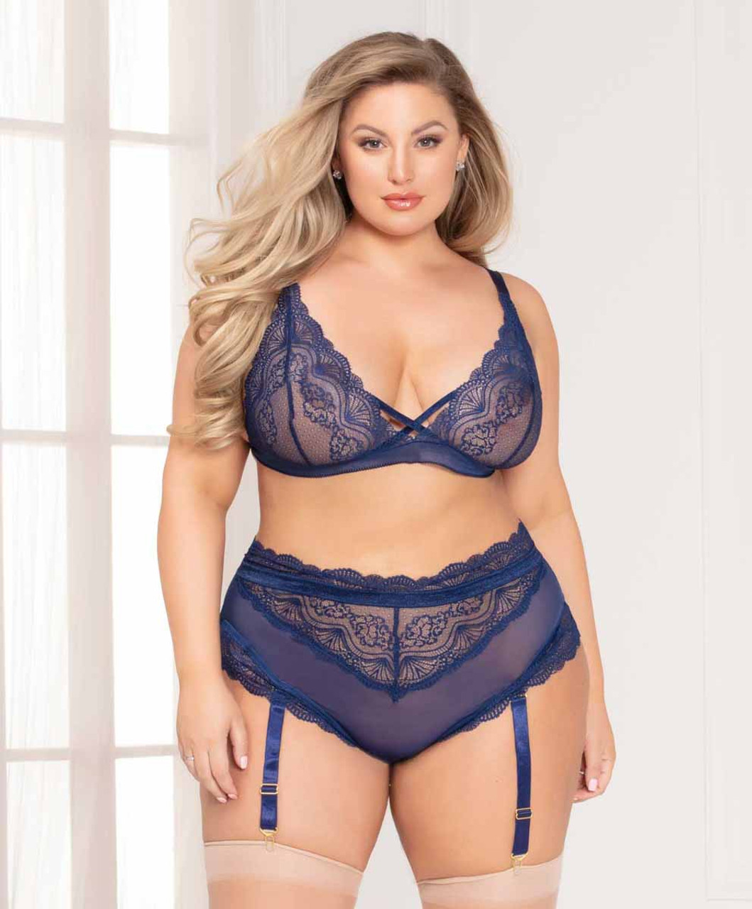 Smart And Sexy Plus Size Lace & Mesh Bralette, Style SA1016