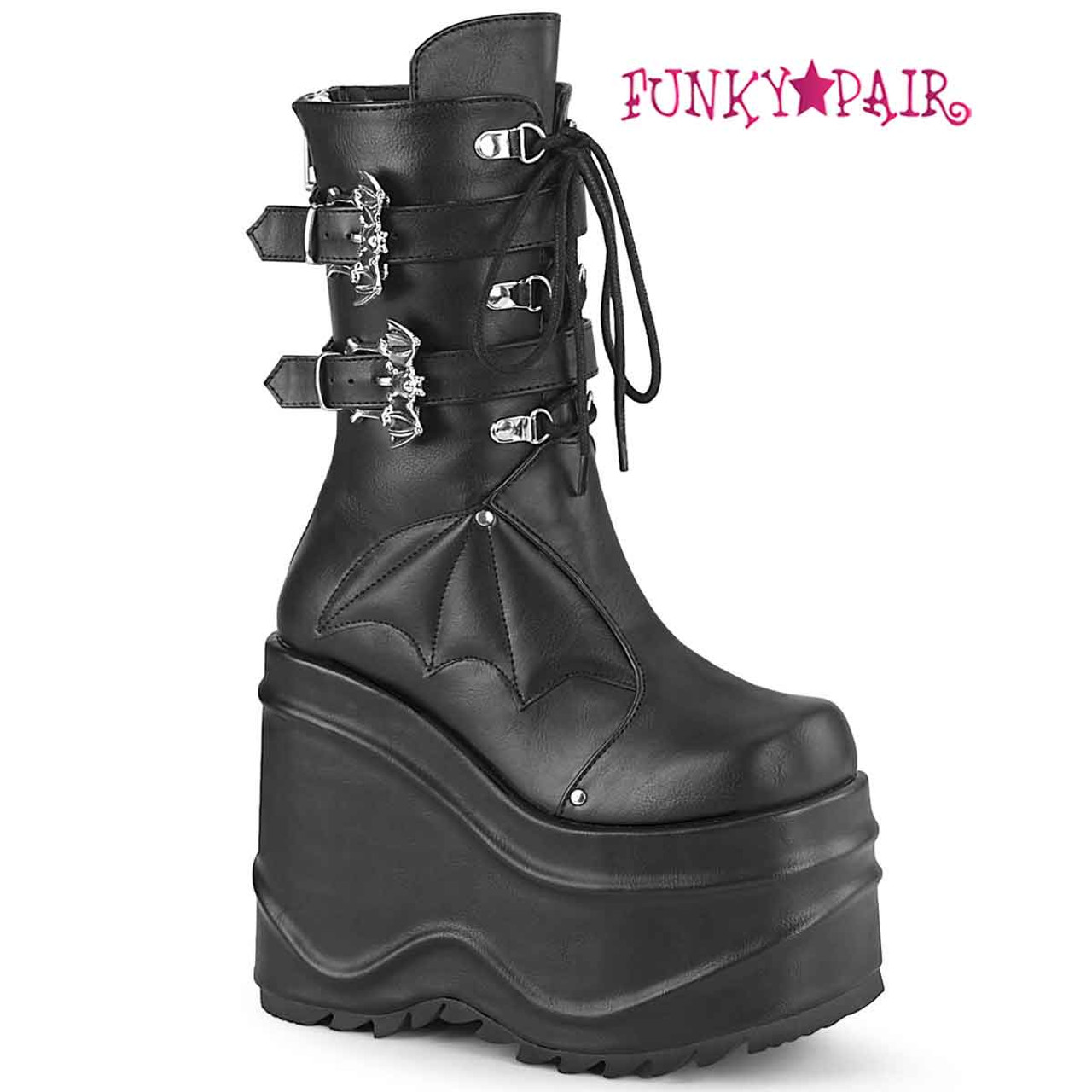 Demonia buckle sales platform boots