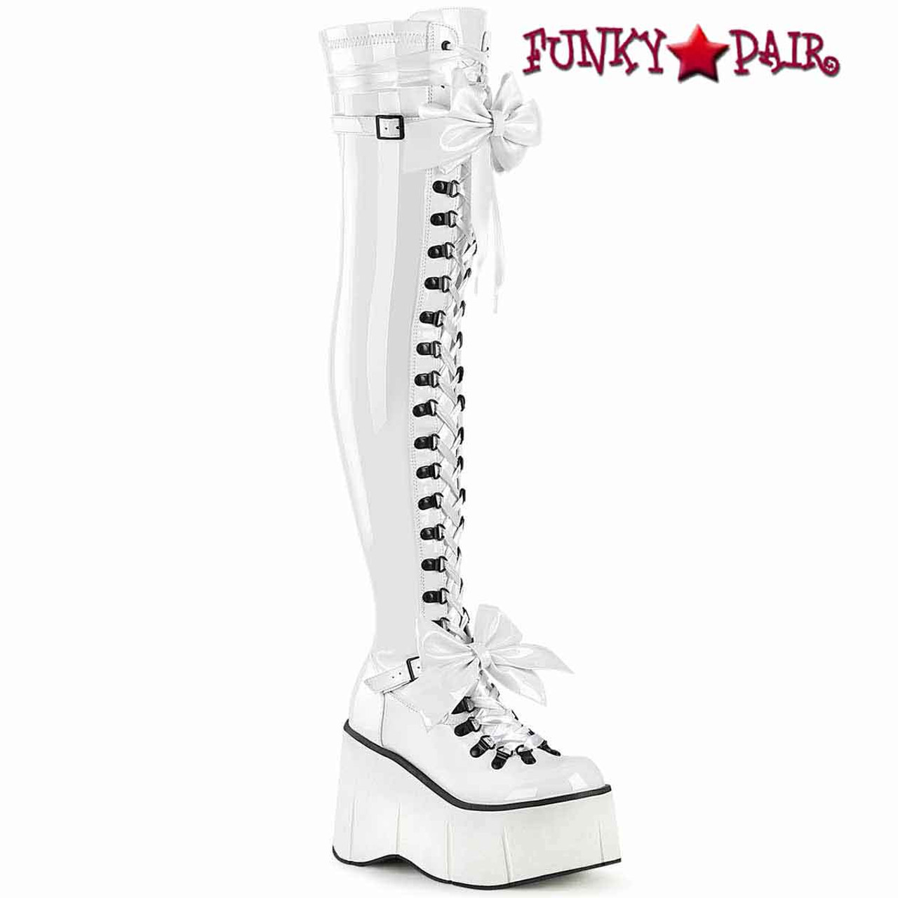 Demonia Kera 303 Bow Thigh High Platform Boots