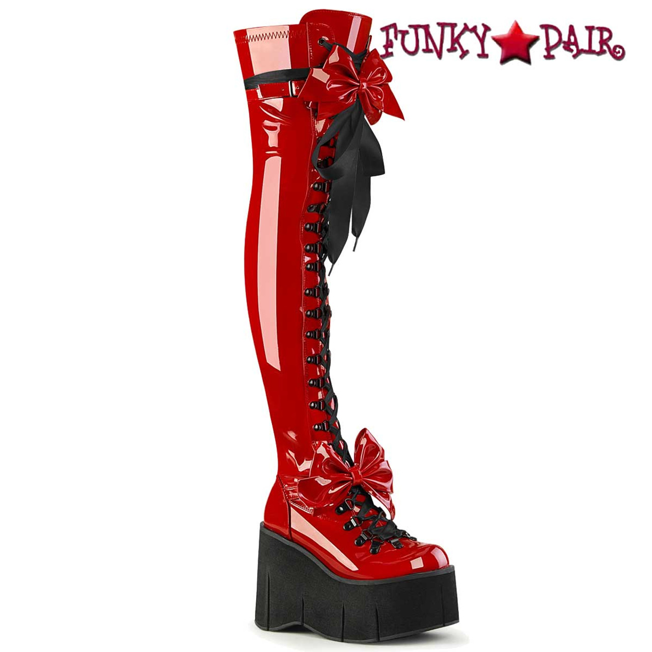 Demonia | KERA-303, Thigh High Boots with Bow Accents