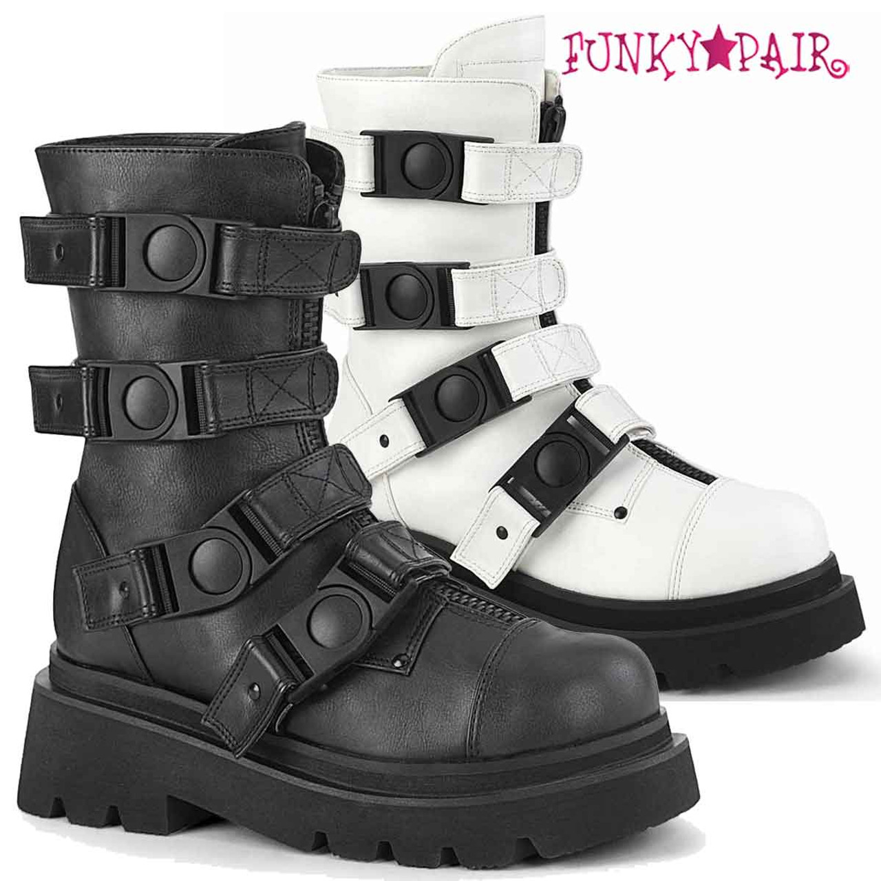 Demonia RENEGADE 55 Tiered Strappy Calf Boots