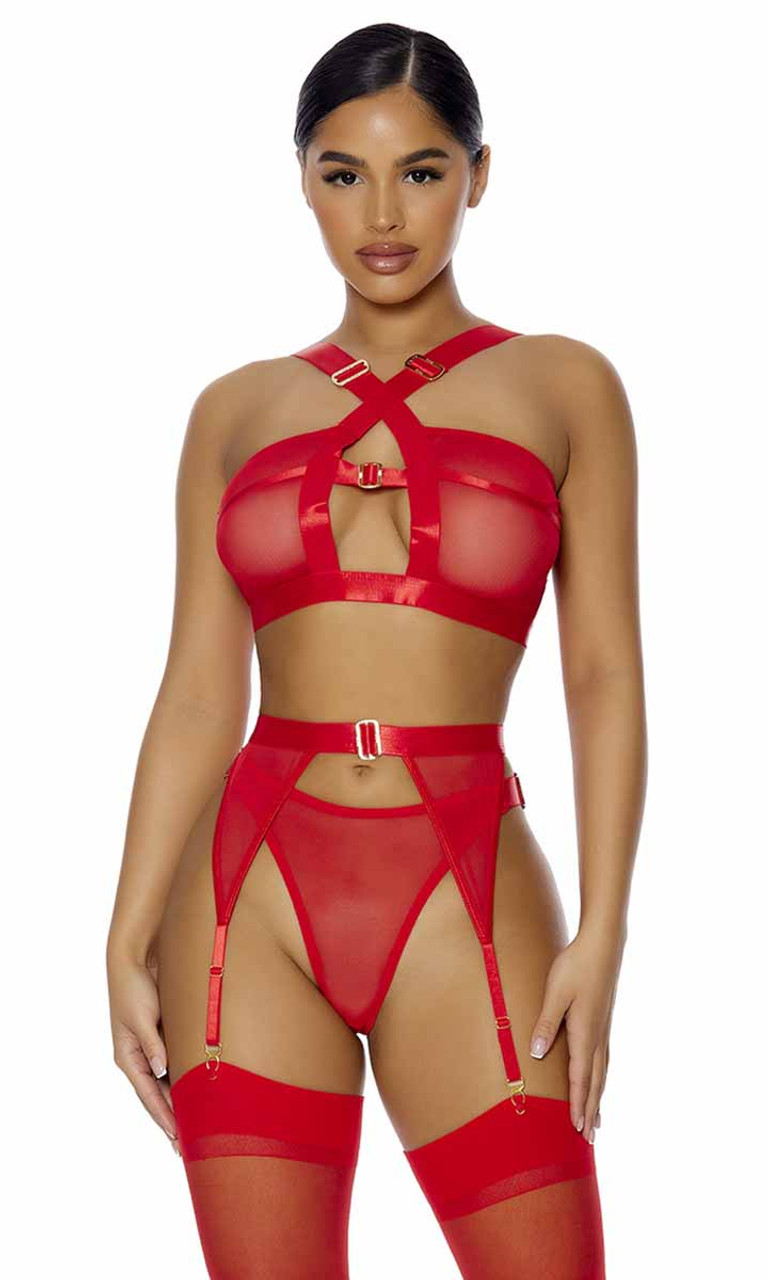 Buy MY REALMOOD Padded Lingerie Set of 2, (Black & Red, 30C) at