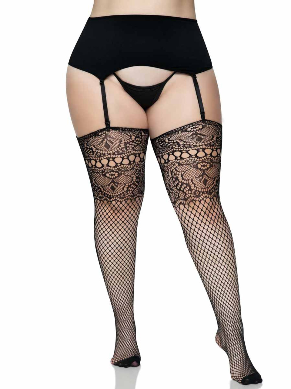 Plus Size Fishnet Stockings, Black Fishnets Tights Thigh High