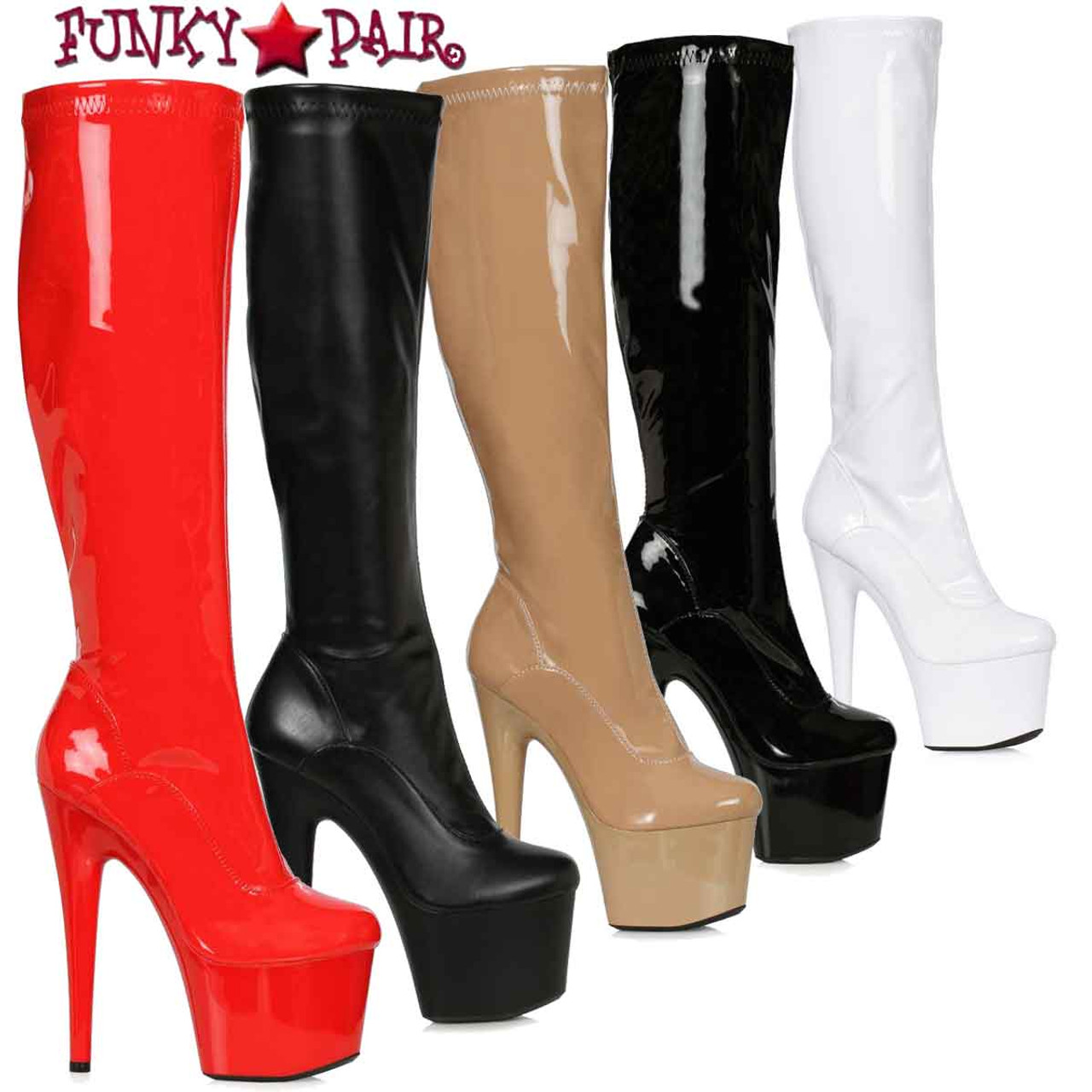 709-Zemma, 7 Inch Stiletto Heel Knee High Boots