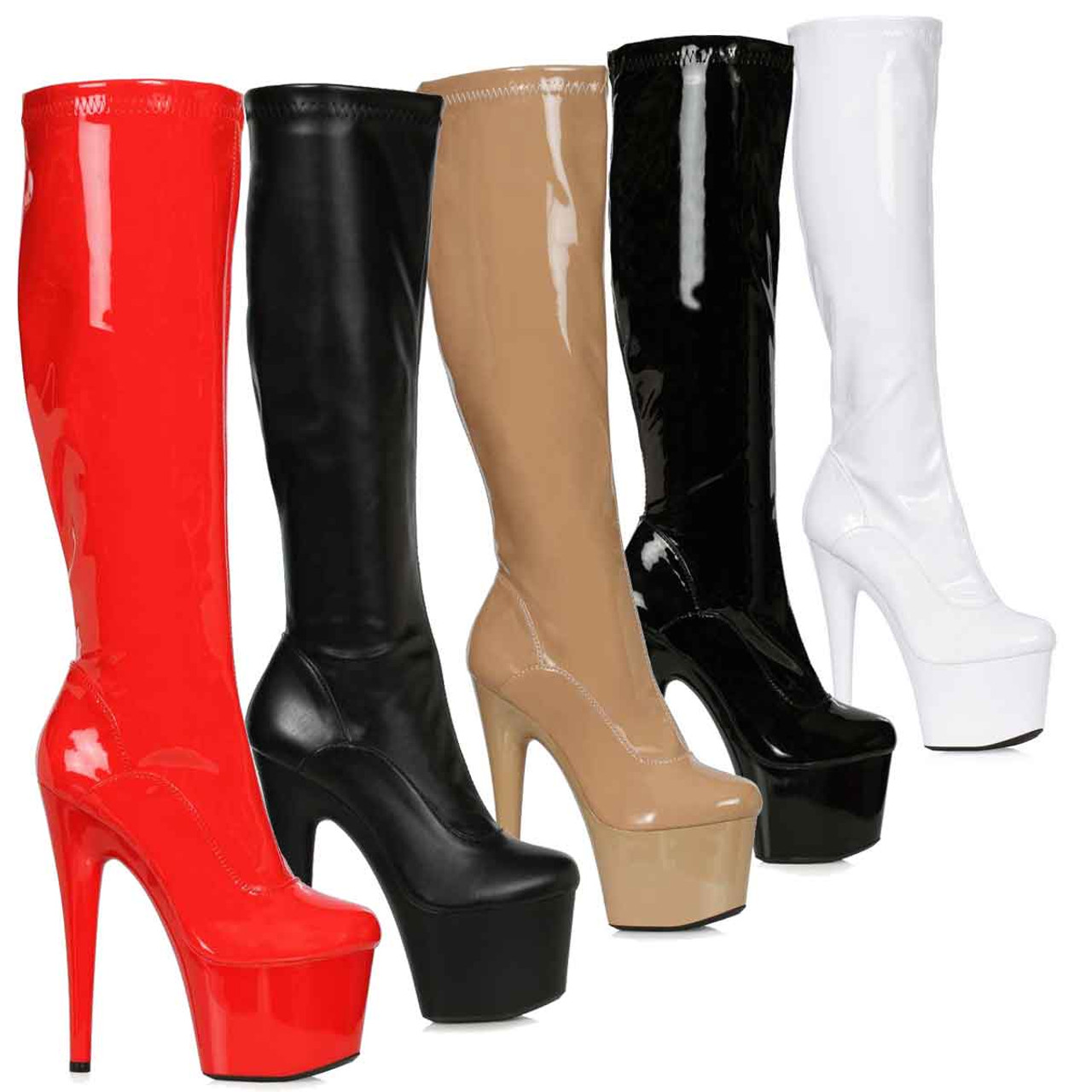 709-Zemma, 7 Inch Stiletto Heel Knee High Boots