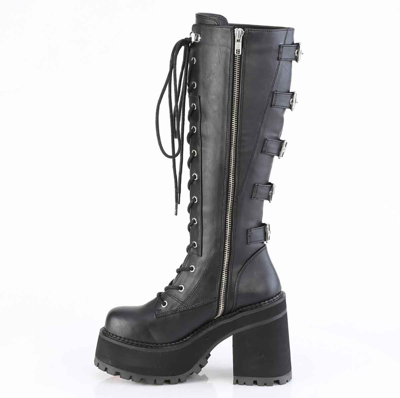 ASSAULT-218, 4.5 Inch Block Heel Knee Hight Boots