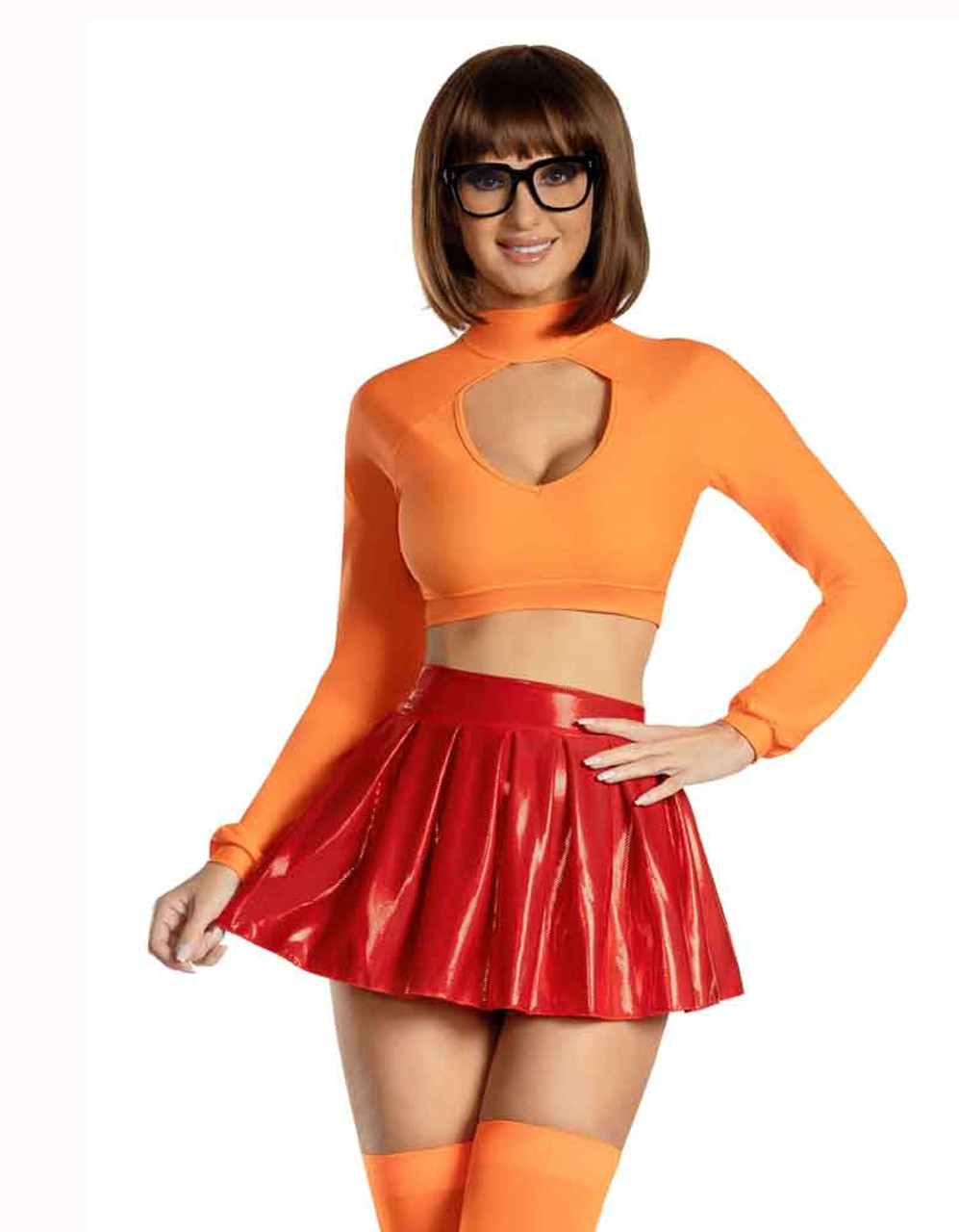 Velma Cosplay Costume Uniform Crop Top Skirt Outfits Halloween