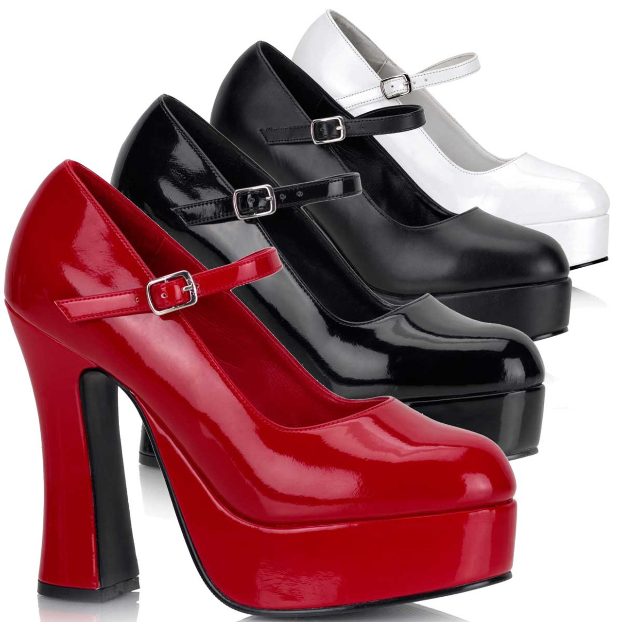 red mary jane platform shoes