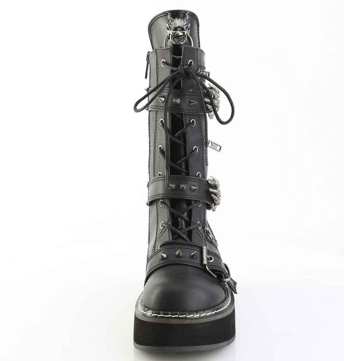 EMILY-82, 5 Inch Platform Mid-Calf Boots with Skeleton Buckle Straps