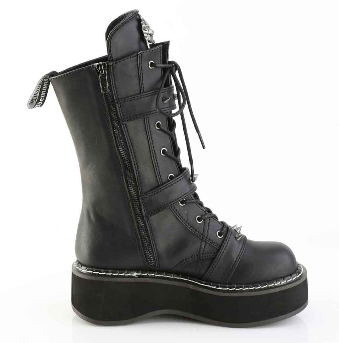 EMILY-82, 5 Inch Platform Mid-Calf Boots with Skeleton Buckle Straps