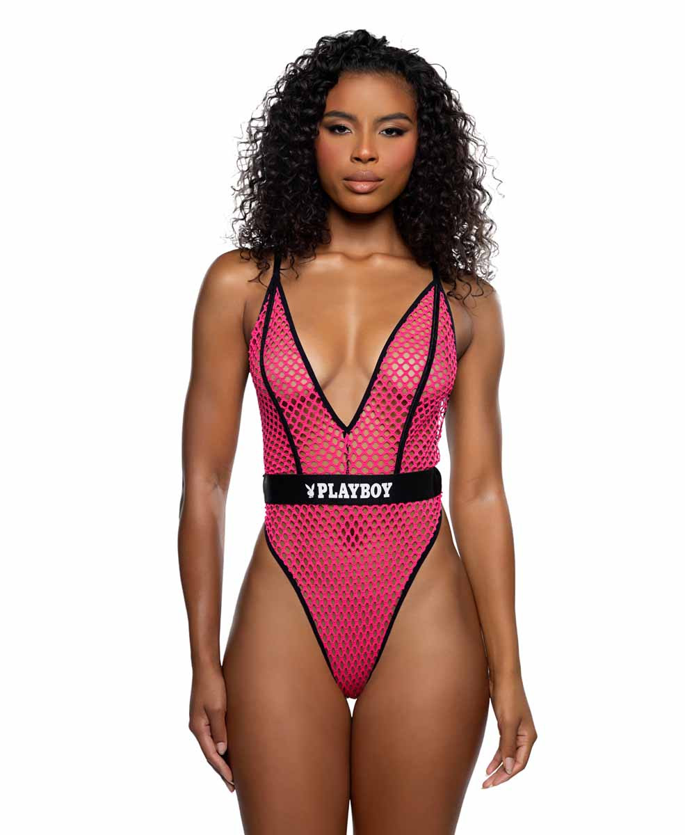 sexy pink fishnet bodysuit SyncUp - APP Ready Egg Vibe