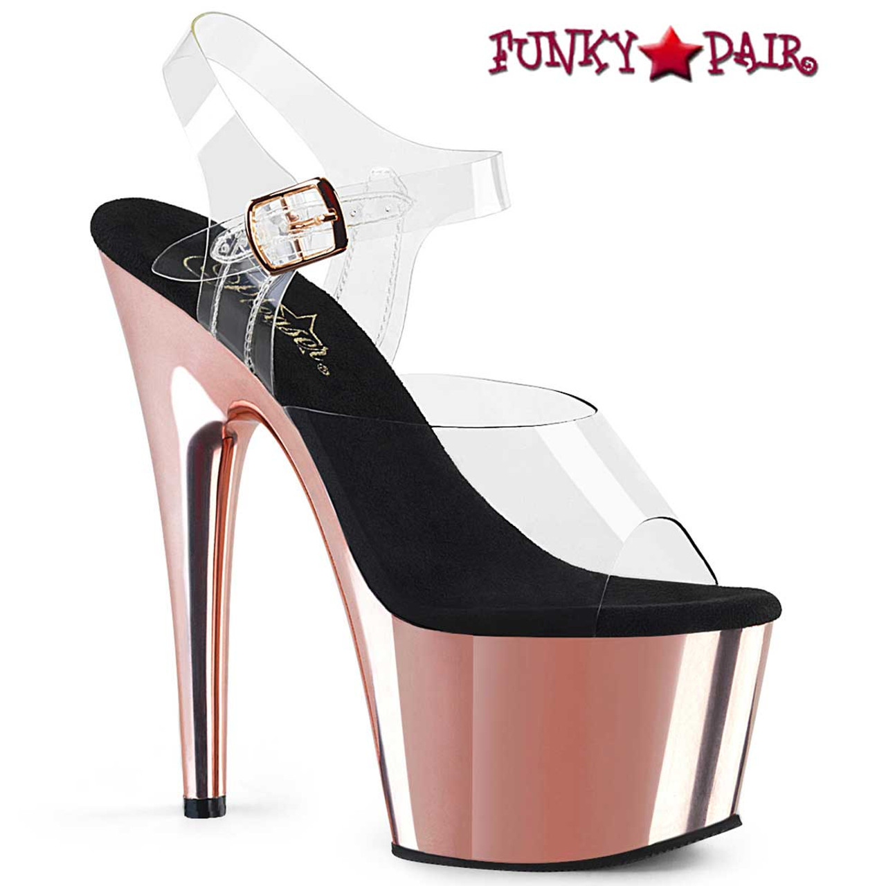 Adore-708, 7 Inch CHROME Stripper Shoes