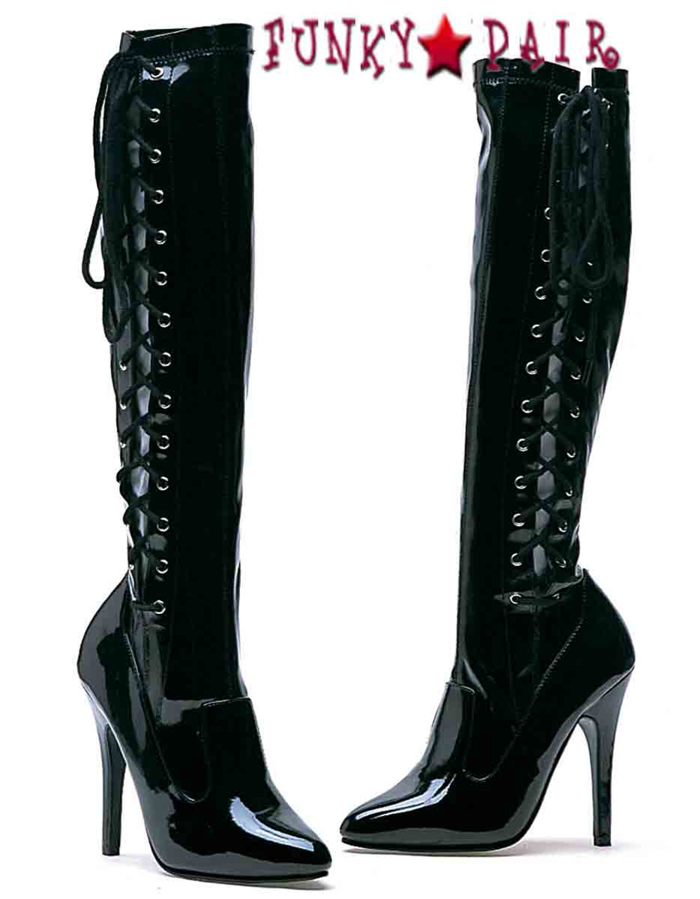 BLACK PATENT LEATHER 2.5 STILETTO HIGH-RIZE THIGH BOOTS