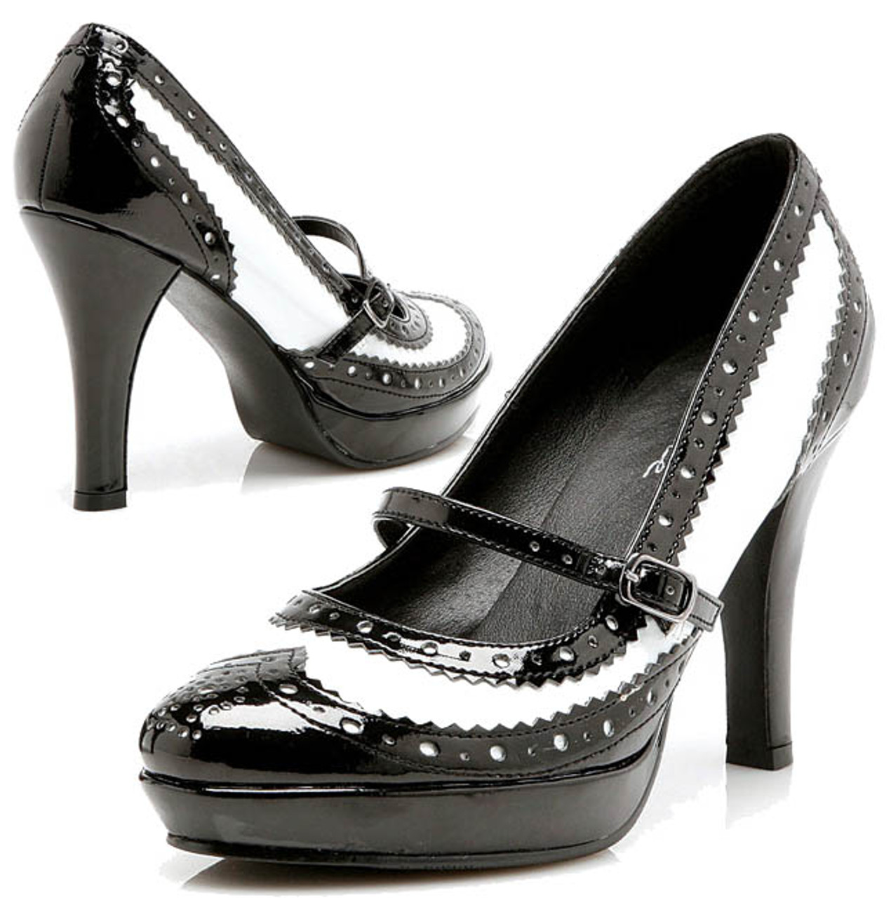 black and white spectator pumps