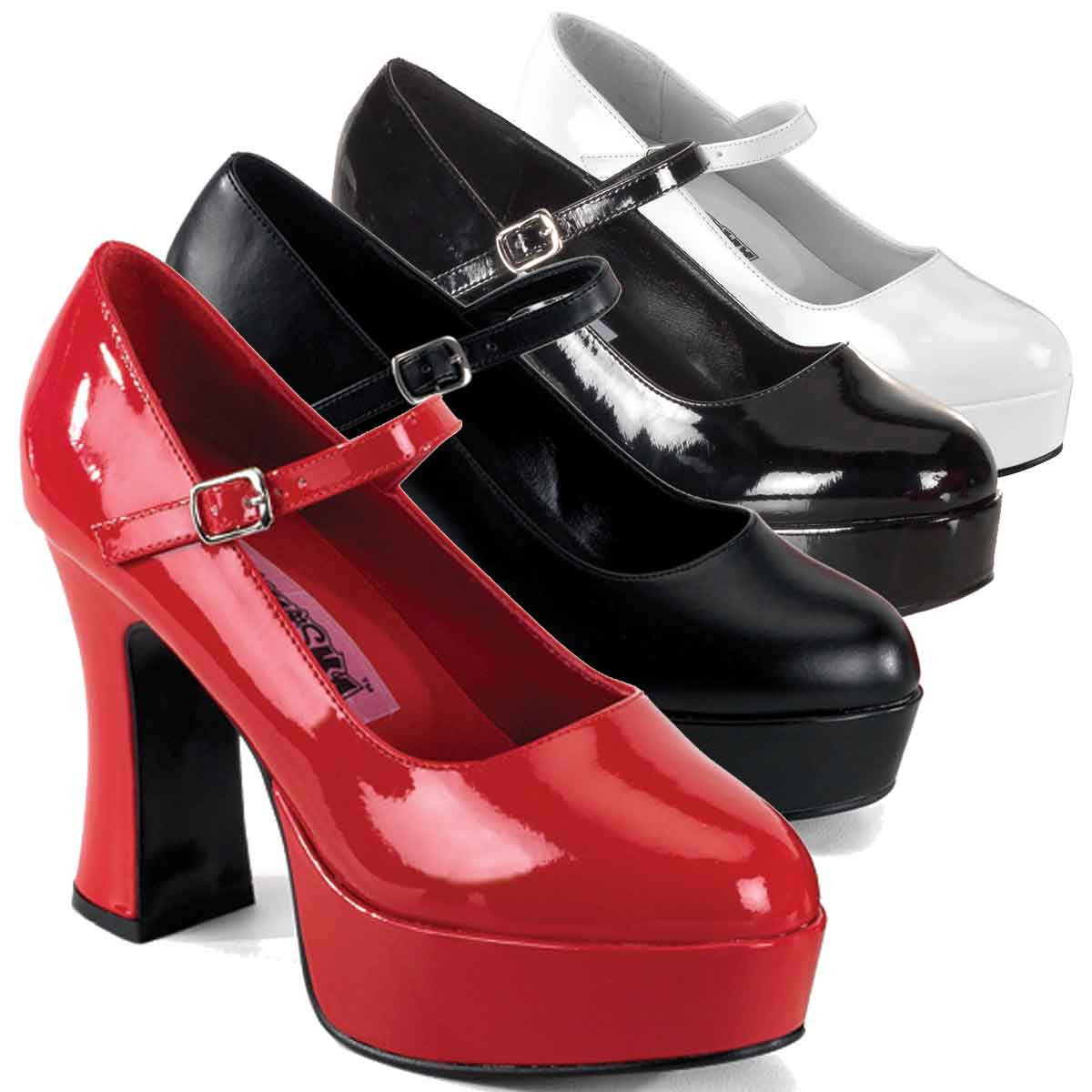 red mary jane pumps