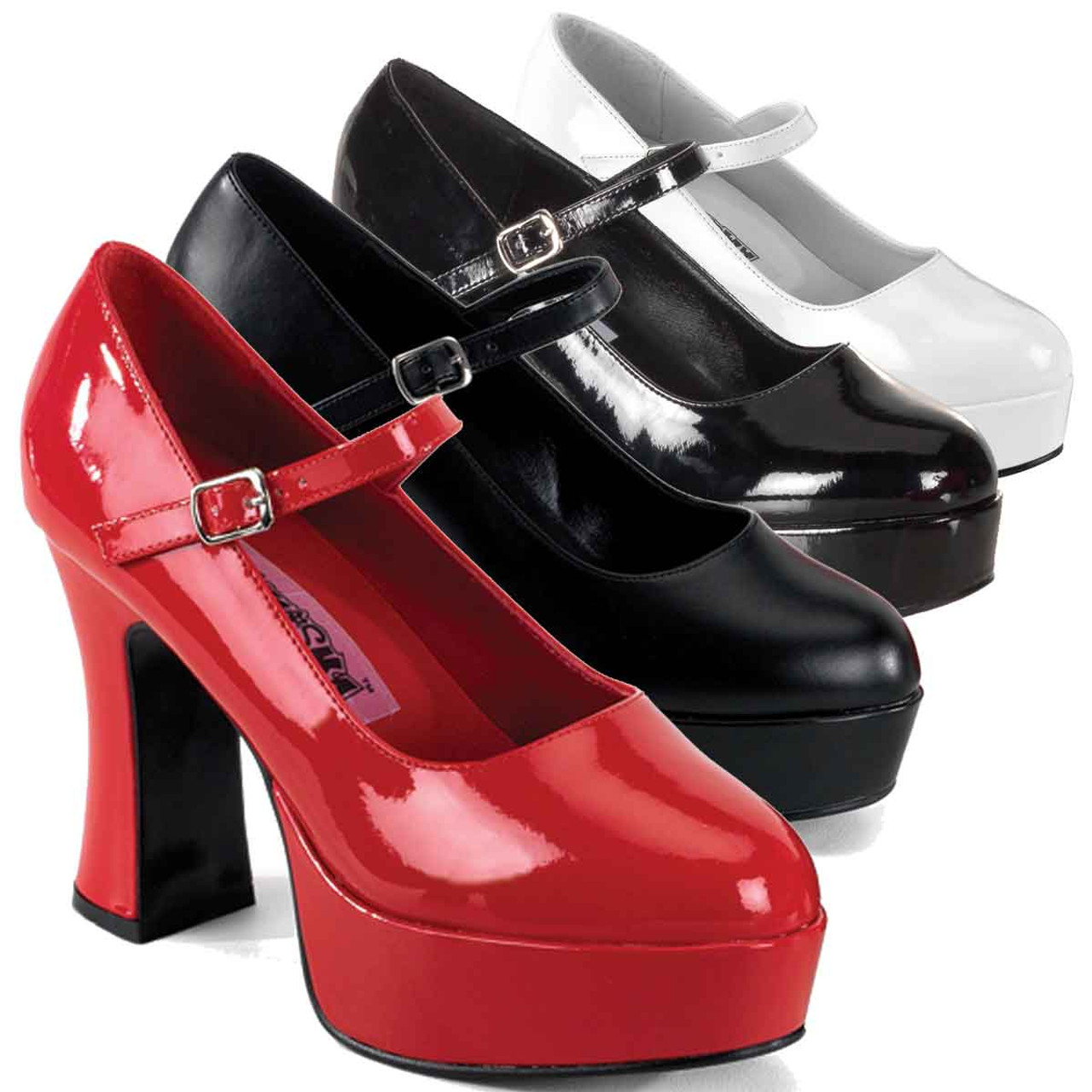 red platform mary jane shoes