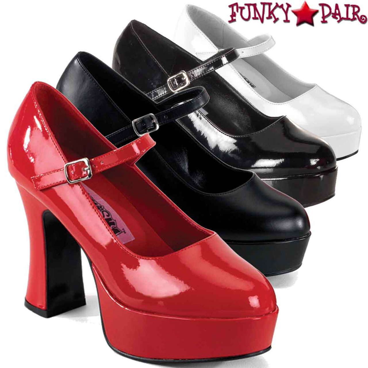 red platform mary janes