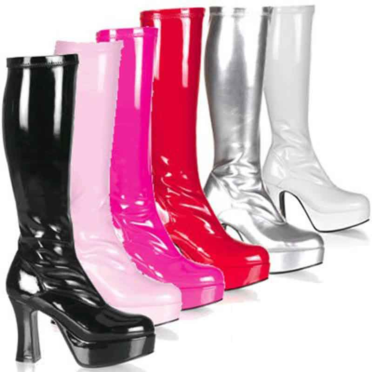 silver platform gogo boots