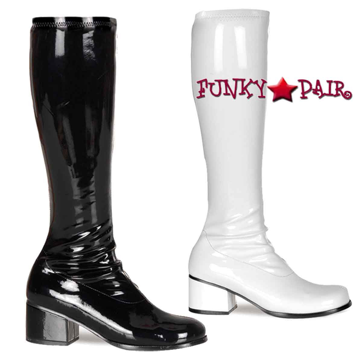 white retro wide calf gogo boots
