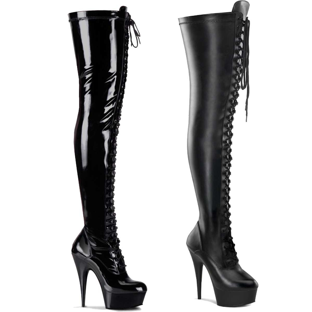 Pleaser Delight 3023 6 Inch Stripper Thigh High Boots 7704