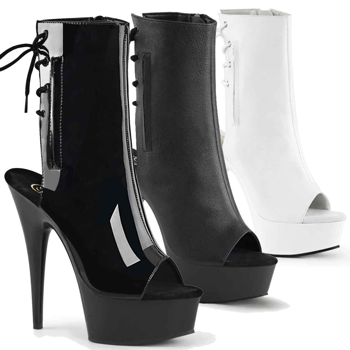 Pleaser Delight-1018, Inch Heel Stripper Ankle Boots
