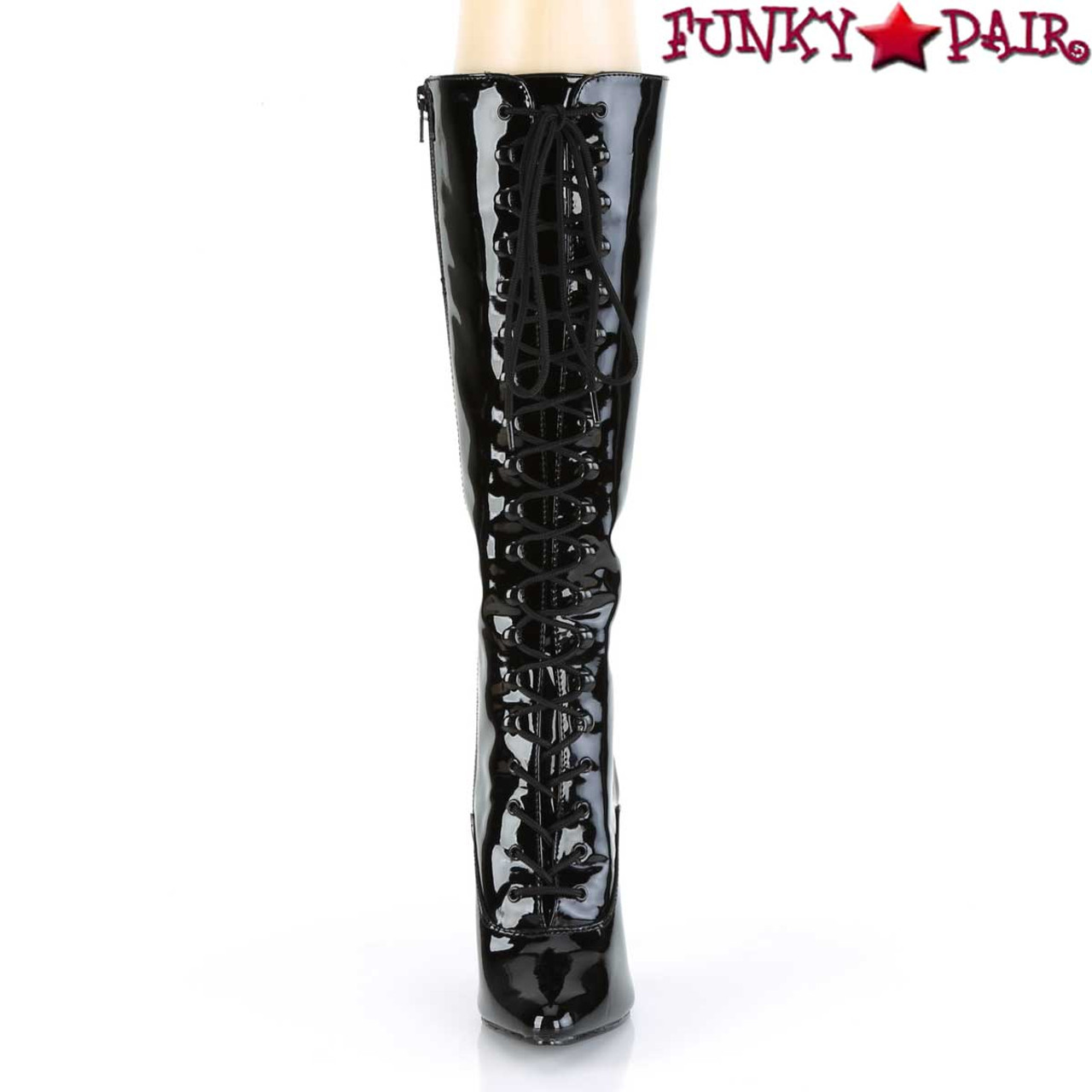 Pleaser | Seduce-2020, 5 Inch Knee High Lace Up Boots