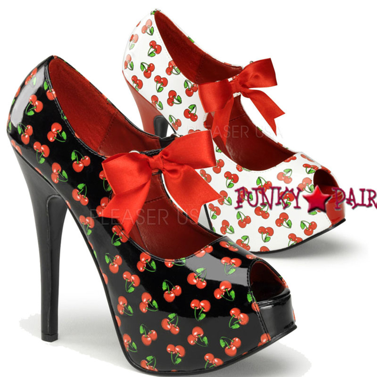 Pin-Up Couture | Teeze-25-3, Platform Pump with Cherries Print