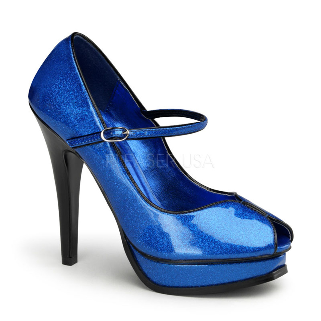 Pin-Up Couture | Pleasure-02G, Peep Toe Glitter Pump