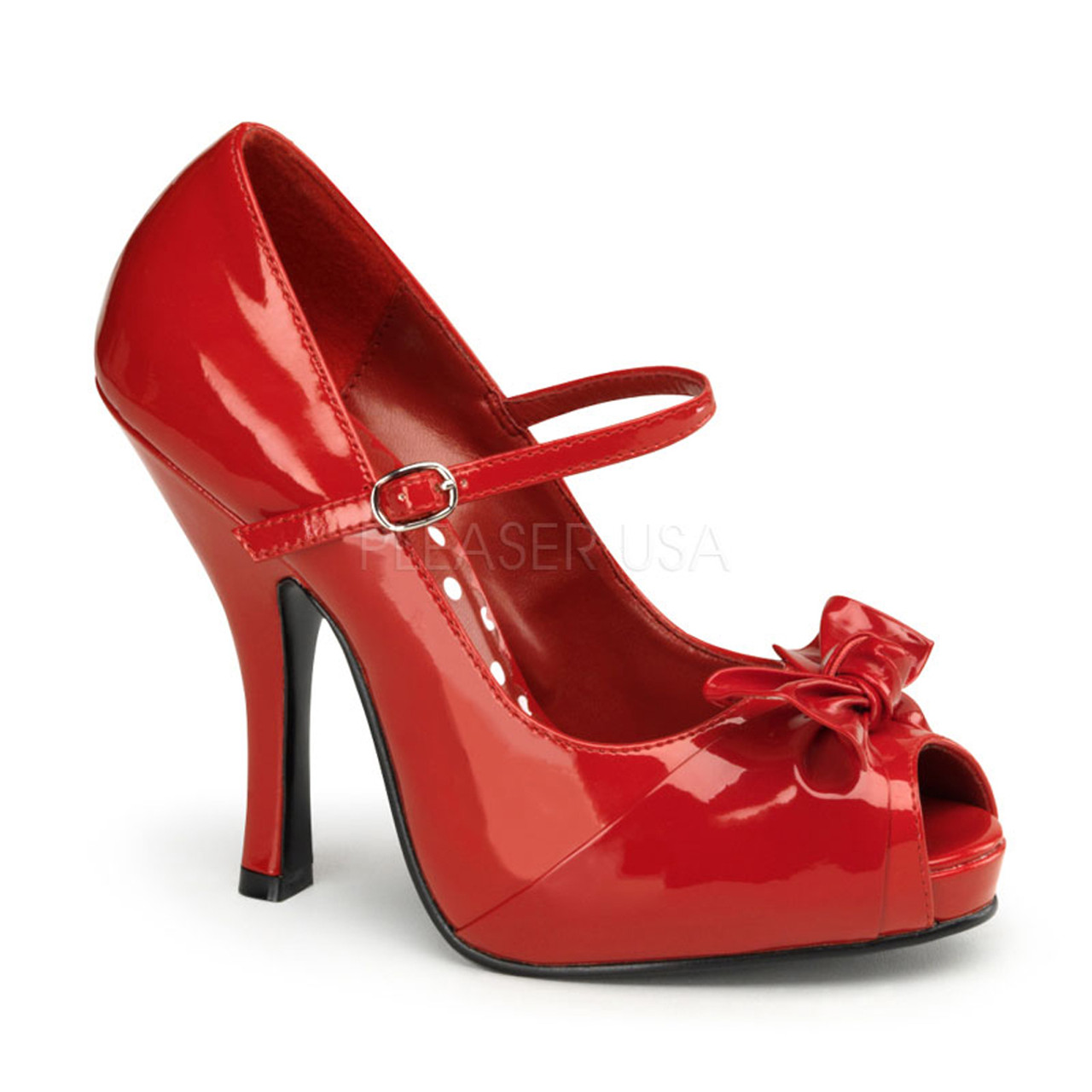Red Satin Platform 50s Pinup Girl Burlesque Dancer Heels Shoes Womans  Pleaser