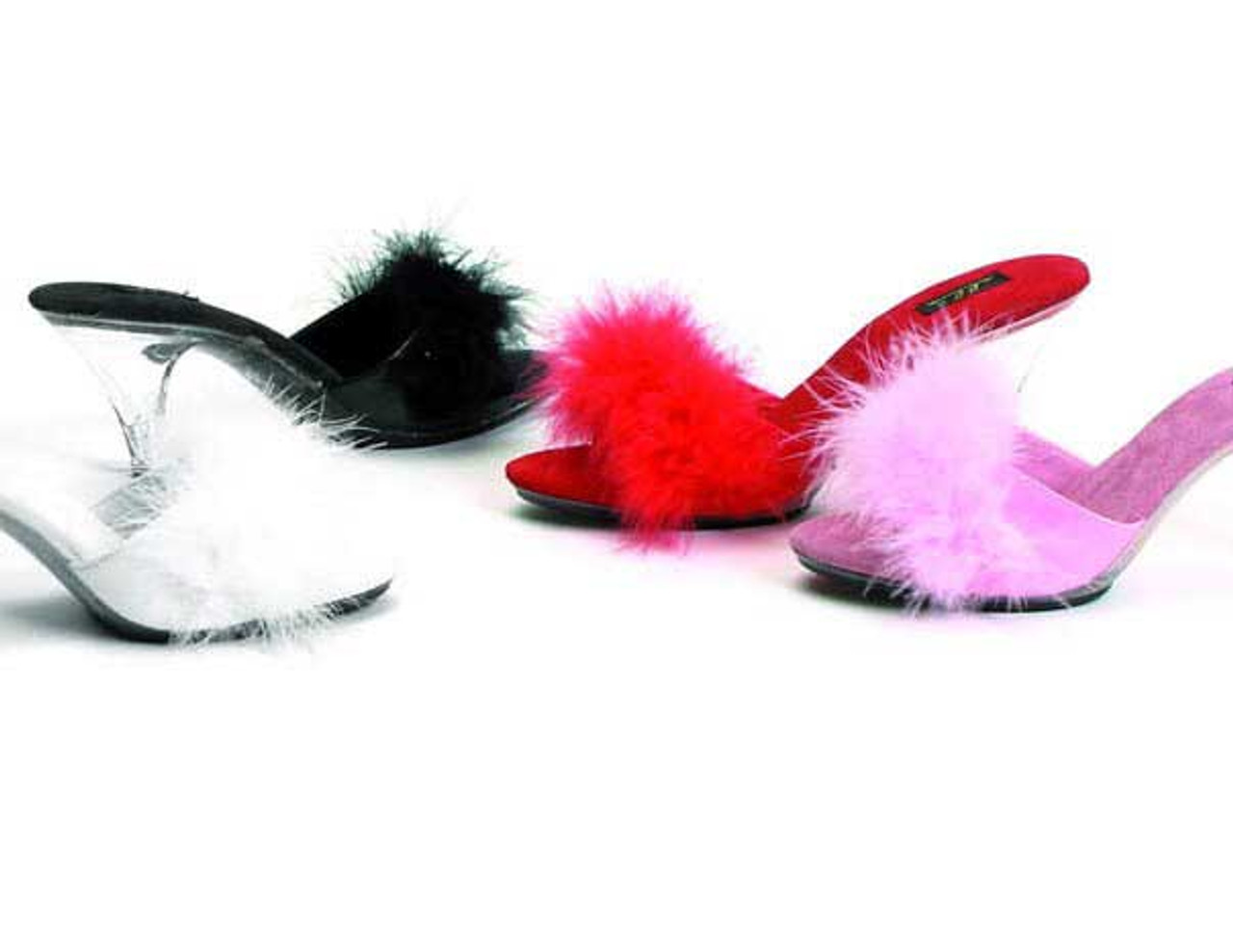 marabou slippers low heel