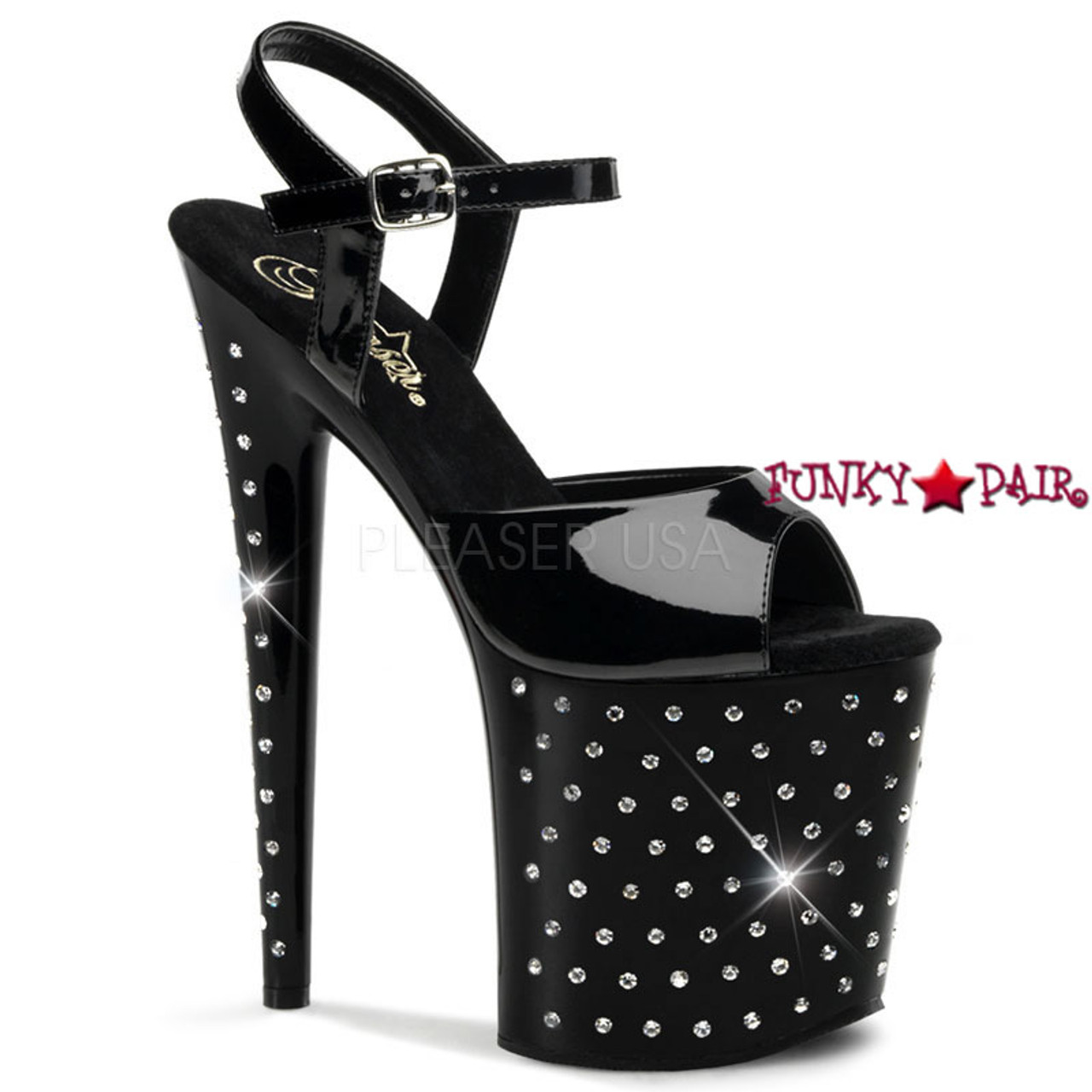 Pleaser Stardust809, 8 Inch Heel with Platform Rhinestones Studded Sandal