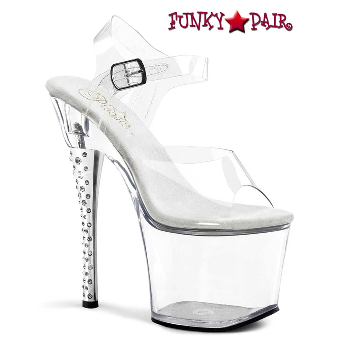 clear strap diamond heels